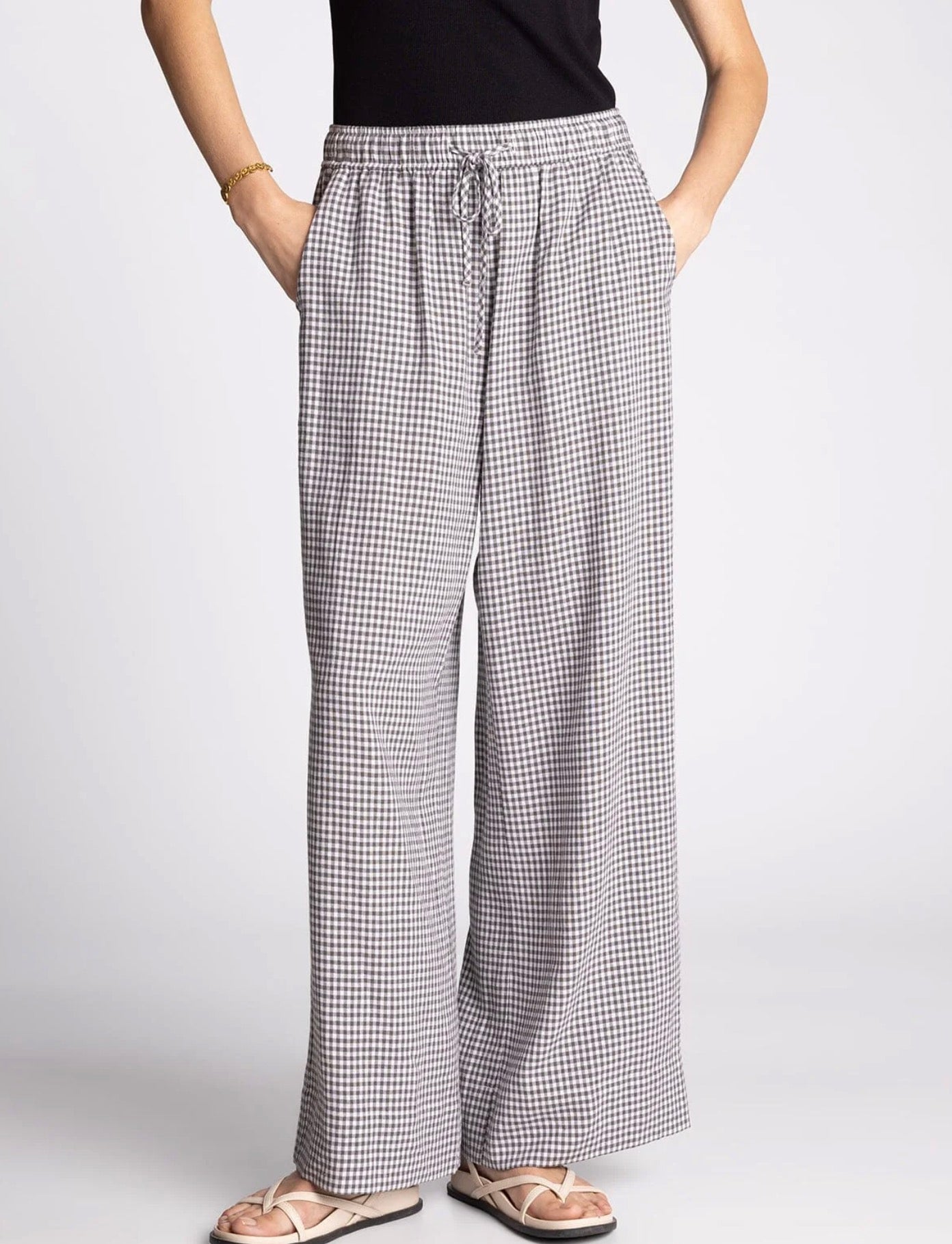 Charcoal Gingham Pants